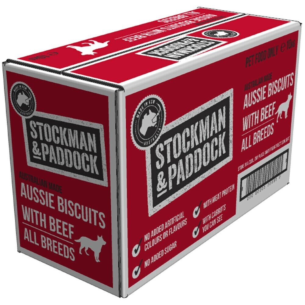 Stockman & Paddock Aussie Dog Biscuits with Beef - 10kg Box